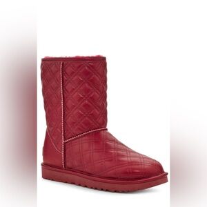 UGG Red Quilted Winter Boots with Plush Lining